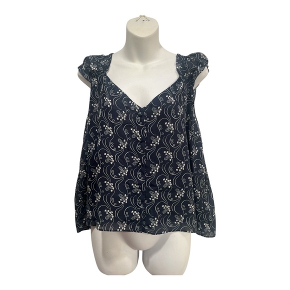 J. Crew Cap sleeve top in blue and white size XXL - Picture 1 of 10